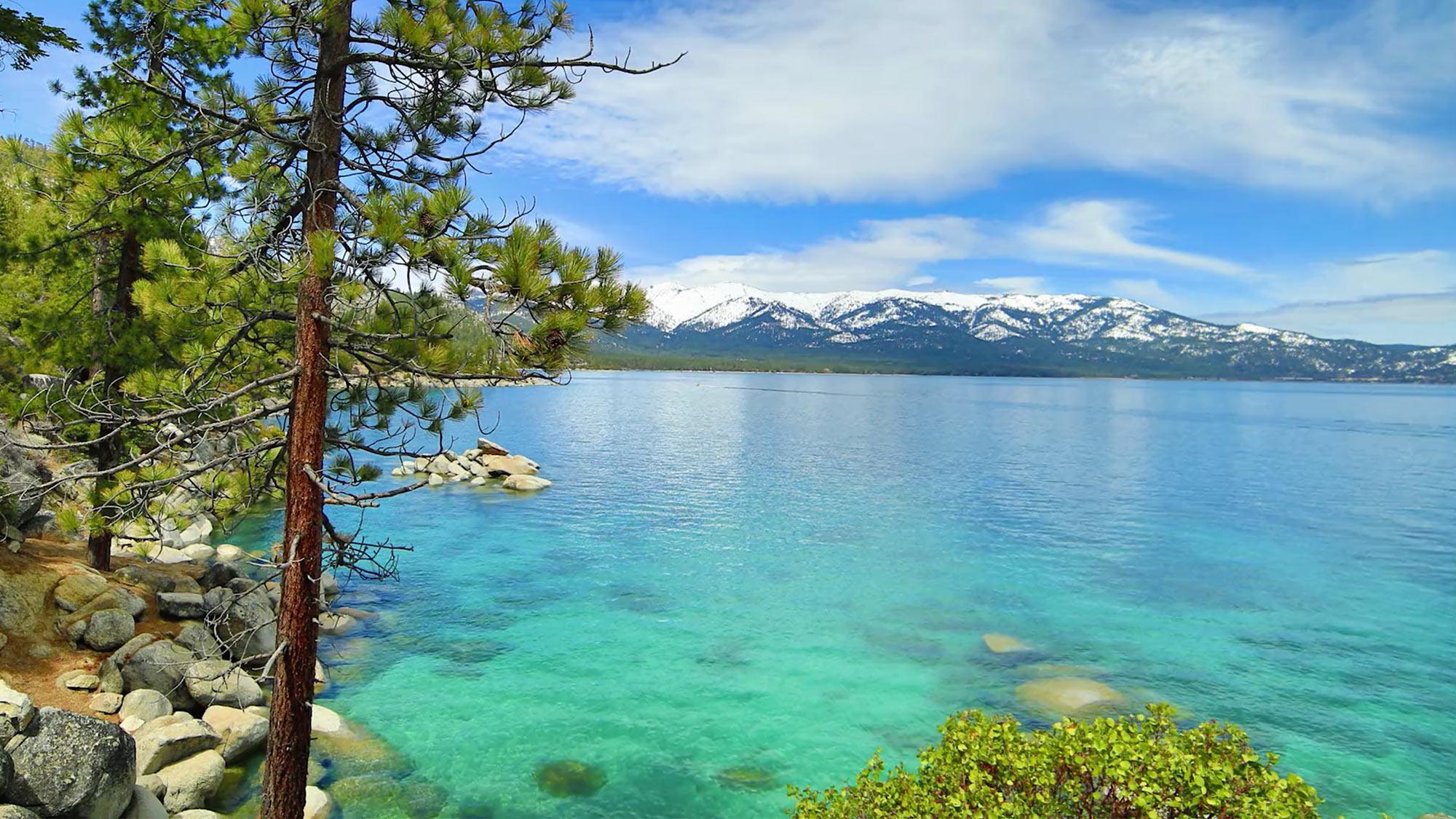 A view of a beautiful bay in lake Tahoe