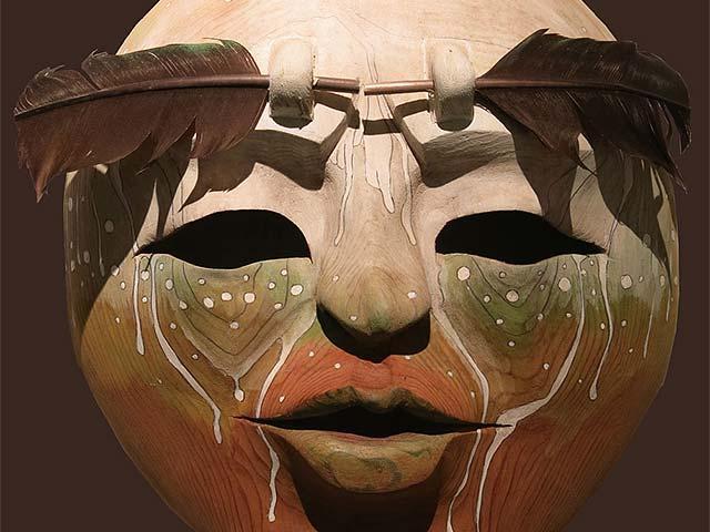 close up of a tribal mask artifact